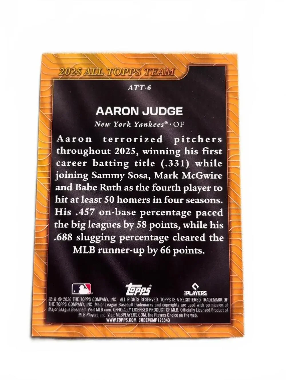 2025 Topps Aaron Judge All Topps Team Outfielder Baseball RC